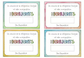 Vorschau - Mal- und Bastelvorlagen - Schulstart Geschenk - Highlights / Textmarker - Seite 1