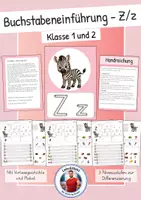Vorschau - Arbeitsblätter - Buchstabeneinführung - Einführung Buchstabe Z/z (3 fach differenzierte Arbeitsblätter, Plakat und Vorlesegeschichte) - Deckblatt
