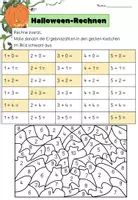 Vorschau - Arbeitsblätter - Addition bis 10 | Halloween Ausmalbild | Rechnen 1. Klasse - Seite 1