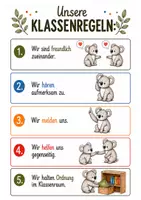 Vorschau - Poster - Klassenregeln Koala-Klasse | 5 Poster & 10 Regelkarten - Seite 1