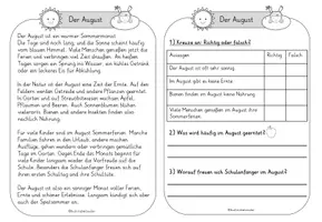 Vorschau - Arbeitsblätter - Lesetext des Monats - August - Seite 1