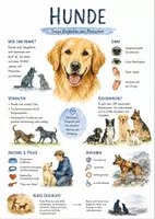 Vorschau - Arbeitsblätter - Lernposter + AB mit Fragen zum Thema "Hunde" + Lösungsblatt + Mindmap + Infografik - Deckblatt