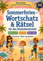 Vorschau - Arbeitsblätter - Sommerferien – Wortschatz & Rätsel | 8 Aktivitäten für DaF/DaZ | A1–A2 | Schulstart nach den Ferien - Deckblatt