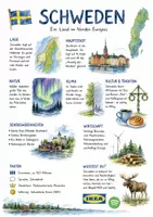 Vorschau - Arbeitsblätter - Lernposter + AB mit Fragen zum Thema "Schweden" + Lösungsblatt + Infografik - Deckblatt