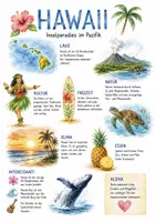 Vorschau - Arbeitsblätter - Lernposter + AB mit Fragen zum Thema "Hawaii" + Lösungsblatt + Infografik - Deckblatt