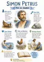 Vorschau - Arbeitsblätter - Lernposter + AB mit Fragen zum Thema "Simon Petrus" + Lösungsblatt + Infografik - Deckblatt