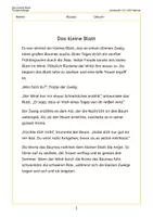 Vorschau - Arbeitsblätter - Leseverstehen 4. Klasse – Das kleine Blatt | 3-fach differenziert | Text + Leseförderung - Seite 1