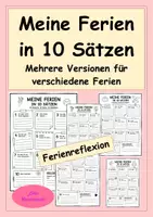 Vorschau - Arbeitsblätter - Meine Ferien in 10 Sätzen – Ferienreflexion - Schulstart - Deckblatt
