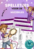 Voorbeeld - SPELLETJES voor de musiekles groep 3 en 4 | Ritme, muziek en beweging - Voorblad