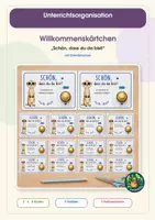 Vorschau - Mal- und Bastelvorlagen - Willkommensgruß - Schulstart - Erdmännchen - Deckblatt