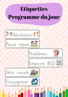 Aperçu - Affichage - Etiquettes programme du jour - Page de couverture