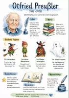 Vorschau - Arbeitsblätter - Lernposter + Arbeitsblätter zum Thema "Otfried Preußler" + Lösung & MP3 + Mindmap + Infografik - Deckblatt