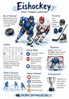 Vorschau - Arbeitsblätter - Lernposter + Arbeitsblätter zum Thema "Eishockey" + Lösung & MP3 + Mindmap + Infografik - Deckblatt