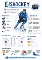Vorschau - Arbeitsblätter - Lernposter + AB mit Fragen zum Thema "Eishockey" + Lösungsblatt + Infografik - Deckblatt