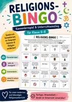 Vorschau - Arbeitsblätter - Religions-Bingo für Klasse 6-8 | Kennenlernspiel & Unterrichtseinstieg Religion - Deckblatt