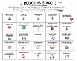 Vorschau - Arbeitsblätter - Religions-Bingo für Klasse 6-8 | Kennenlernspiel & Unterrichtseinstieg Religion - Seite 1