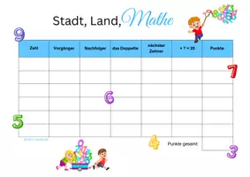 Vorschau - Arbeitsblätter - Stadt Land Fluss Mathe Edition + Blanko Version - Seite 1