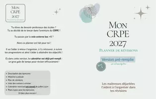 Aperçu - Outils du professeur - Planner CRPE 2027 BAC + 5 Pré rempli - Page de couverture
