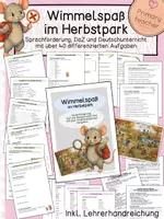 Vorschau - Unterrichtsreihen - Wimmelspaß im Herbstpark - Sprachförderung, DaZ und Deutschunterricht mit über 40 differenzierten Aufgaben - Deckblatt