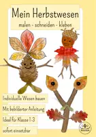 Vorschau - Mal- und Bastelvorlagen - Herbstwesen basteln - Kunst Grundschule Klasse 1 Herbst, Klasse 2, Klasse 3 - Deckblatt