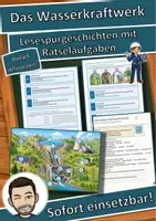 Vorschau - Mal- und Bastelvorlagen - Das Wasserkraftwerk – Lesespurgeschichte mit Rätselaufgaben (Klasse 8) - Deckblatt