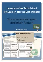 Vorschau - Spiele - Lesedomino Schulstart Rituale Schulanfang Klasse 3-5 sinnerfassendes Lesen - Deckblatt