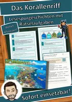Vorschau - Arbeitsblätter - Das Korallenriff – Lesespurgeschichte mit Rätselaufgaben (Klasse 8) - Deckblatt