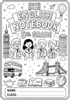 anteprima - Font originali - Copertina quaderno inglese classe 5 - Pagina di copertina