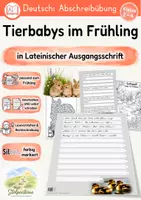 Vorschau - Unterrichtsreihen - Frühling - Abschreibübung "Neue Tierbabys" in Lateinischer Ausgangsschrift - Deckblatt