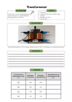 Vorschau - Arbeitsblätter - Transformator - Deckblatt