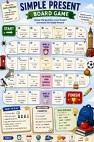 Vorschau - Arbeitsblätter - Simple Present Board Game - Deckblatt