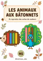Aperçu - Feuilles d'exercices - 🦔🦚 Les animaux aux bâtonnets – Jeu de reproduction - Page de couverture