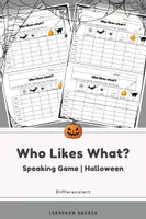 Vorschau - Stationenlernen - Who Likes What? Halloween | Englisch | Speaking & Partnerarbeit | Differenziertes Arbeitsblatt - Deckblatt