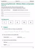 Vorschau - Arbeitsblätter - Mittelwert, Median, Spannweite Basisscreening Klasse 7–8 - Deckblatt