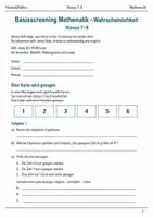 Vorschau - Arbeitsblätter - Wahrscheinlichkeit Basisscreening Klasse 7–8 - Deckblatt