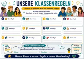 Vorschau - Arbeitsblätter - 🤝📜 Unsere Klassenregeln – Gemeinsam Regeln entwickeln | Arbeitsblatt + großes Klassenposter zum Ausfüllen - Seite 3