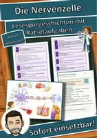 Vorschau - Arbeitsblätter - Die Nervenzelle – Lesespurgeschichte mit Rätselaufgaben (Klasse 9) - Deckblatt
