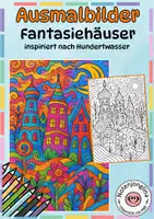Vorschau - Mal- und Bastelvorlagen - Hundertwasser Ausmalbilder im Stil von Hundertwasser - Deckblatt