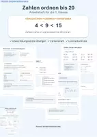 Vorschau - Arbeitsblätter - Zahlen ordnen bis 20 Arbeitsheft - Deckblatt