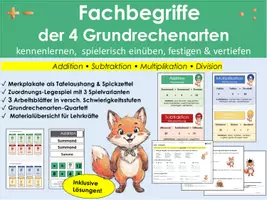 Vorschau - Stundenentwürfe - Fachbegriffe der 4 Grundrechenarten - Seite 1