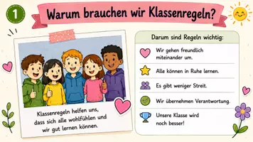 Vorschau - Präsentationen/Tafelbilder - Klassenregeln gemeinsam erarbeiten I Klassenvertrag & Gruppenarbeit - Seite 1