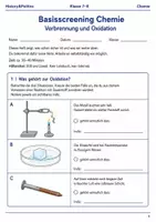 Vorschau - Arbeitsblätter - Verbrennung und Oxidation Basisscreening Klasse 7–8 - Deckblatt