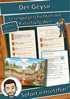 Vorschau - Stationenlernen - Der Geysir – Lesespurgeschichte mit Rätselaufgaben (Klasse 8) - Deckblatt
