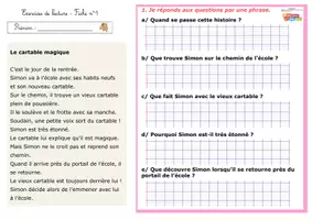 Aperçu - Feuilles d'exercices - Exercices de lecture compréhension CE1/CE2 - Page 1