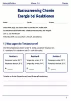 Vorschau - Arbeitsblätter - Energie bei Reaktionen Basisscreening Klasse 7–8 - Deckblatt