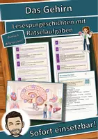 Vorschau - Mal- und Bastelvorlagen - Das Gehirn – Lesespurgeschichte mit Rätselaufgaben (Klasse 9) - Deckblatt