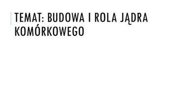 zapowiedź - Prezentacja - Budowa i rola jądra komórkowego - obwoluta