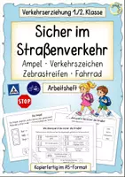 Vorschau - Arbeitsblätter - Verkehrserziehung 1./2. Klasse | Sicher im Straßenverkehr – Verkehrszeichen, Ampel, Zebrastreifen & Fahrrad - Deckblatt