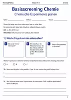Vorschau - Arbeitsblätter - Chemische Experimente planen Basisscreening Klasse 7–8 - Deckblatt