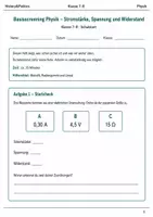 Vorschau - Arbeitsblätter - Stromstärke Spannung Widerstand Basisscreening Klasse 7–8 - Deckblatt
